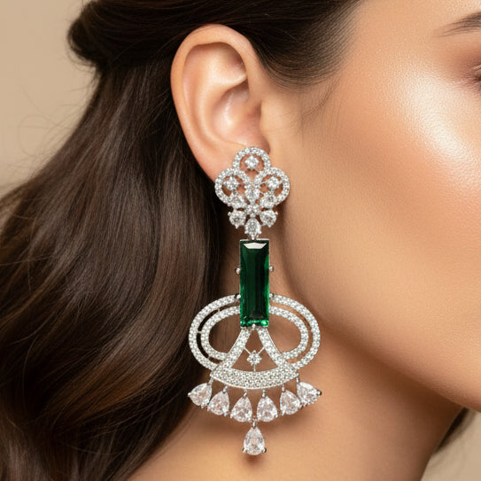 Luxe AD Earrings (Green)