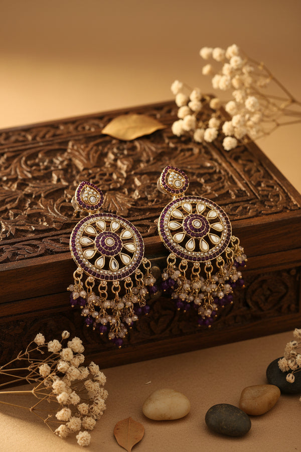 Aarohi Kundan Earrings (Purple)
