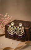 Diya Kundan Earrings (Purple)