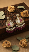 Noori Kundan Earrings (Rani Pink)