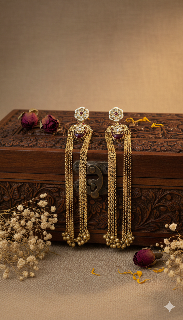 Nyra Kashmiri Earrings (Wine)