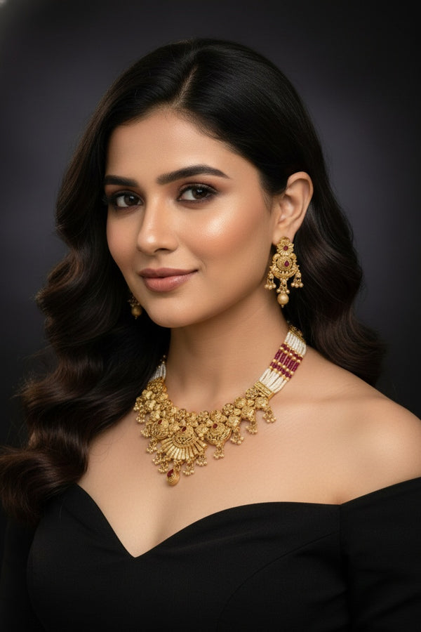 Nova Necklace (Pink-Golden)