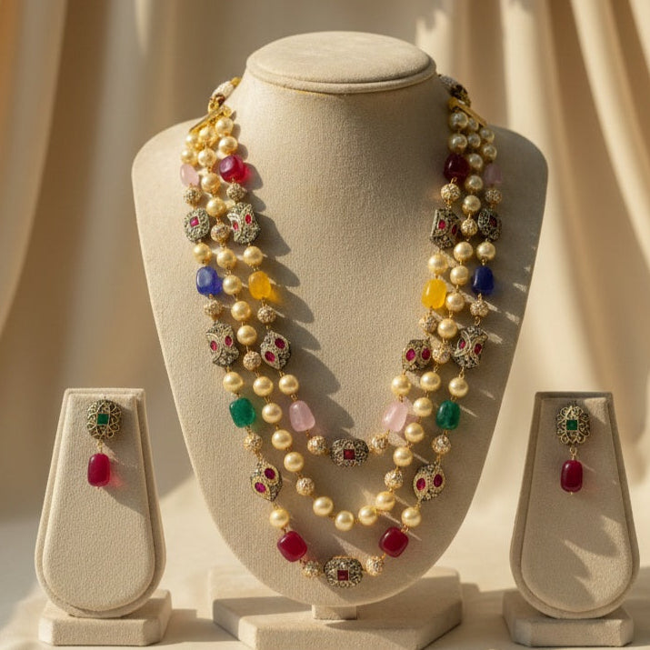 3 Tier Maharani Mala (Multi- Colour)
