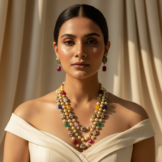 3 Tier Maharani Mala (Multi- Colour)