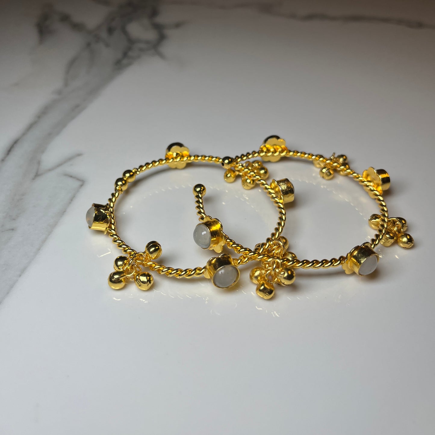 Kashmiri Adjustable Bangles Set of 2 (White)