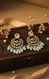 Diya Kundan Earrings (Blue)