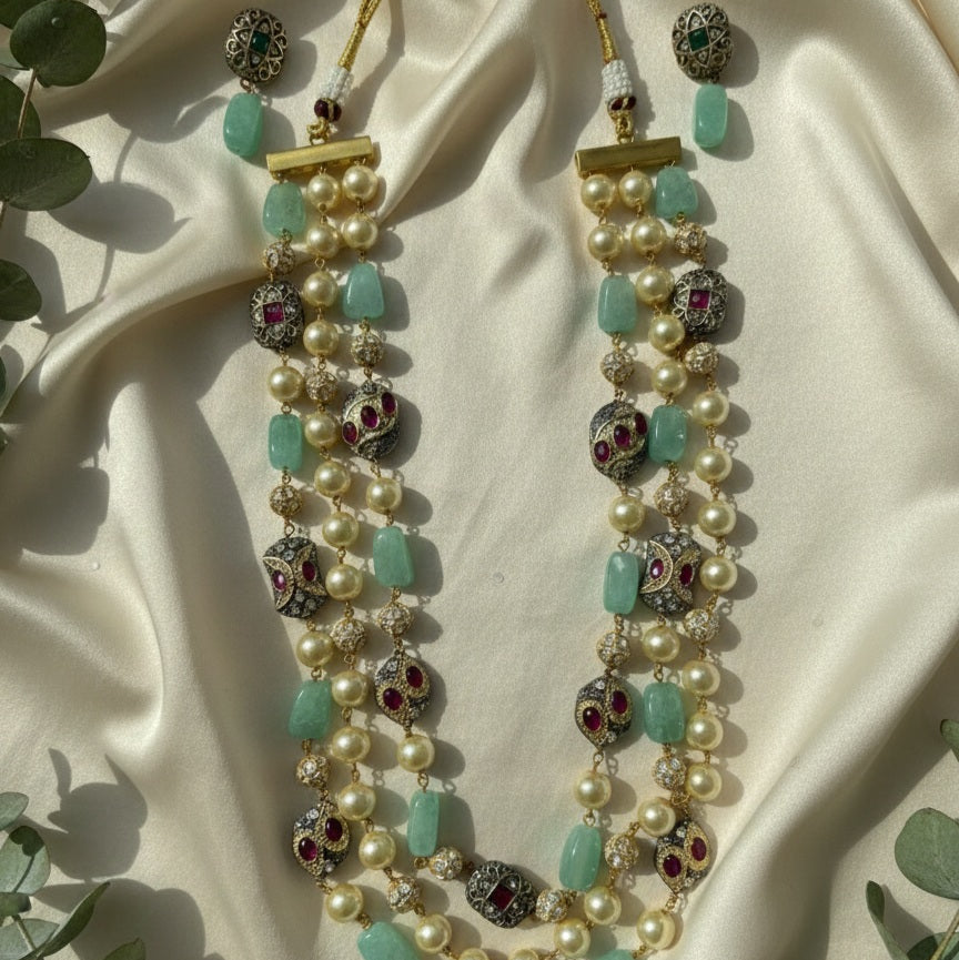3 Tier Maharani Mala (Mint Green)