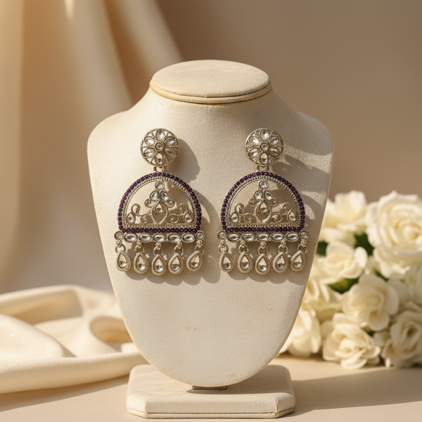 Mahi Kundan Earrings (Purple)