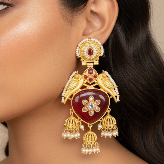 Riya Kashmiri Earrings (Wine)