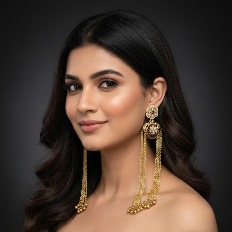 Nyra Kashmiri Earrings (Purple)