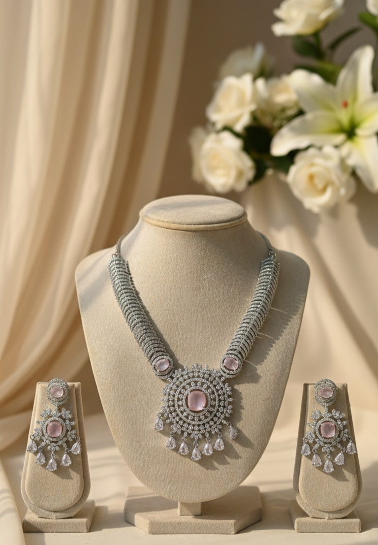Nova Grace AD Necklace (Light-Pink)
