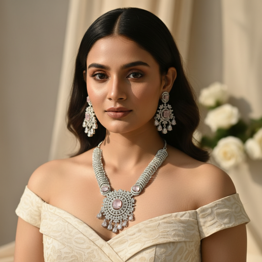 Nova Grace AD Necklace (Light-Pink)