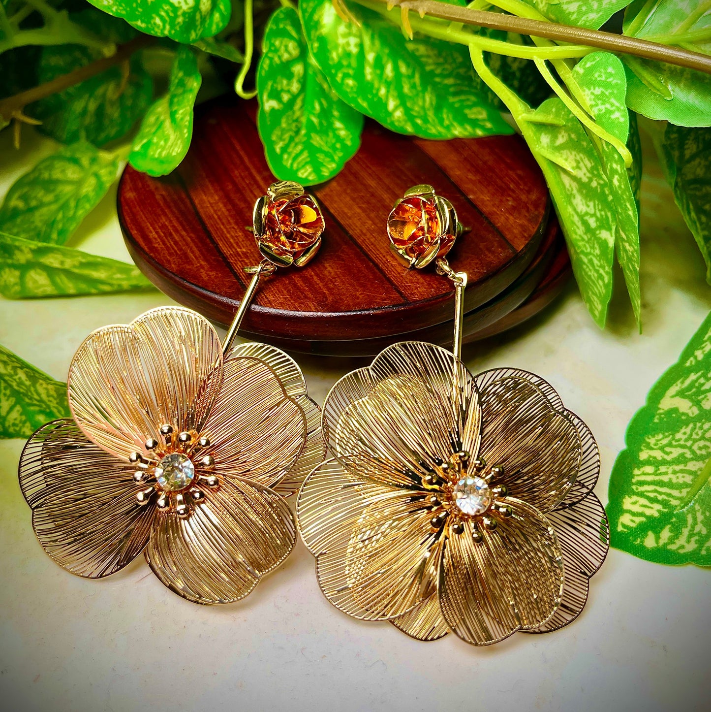 Golden Rose Earrings