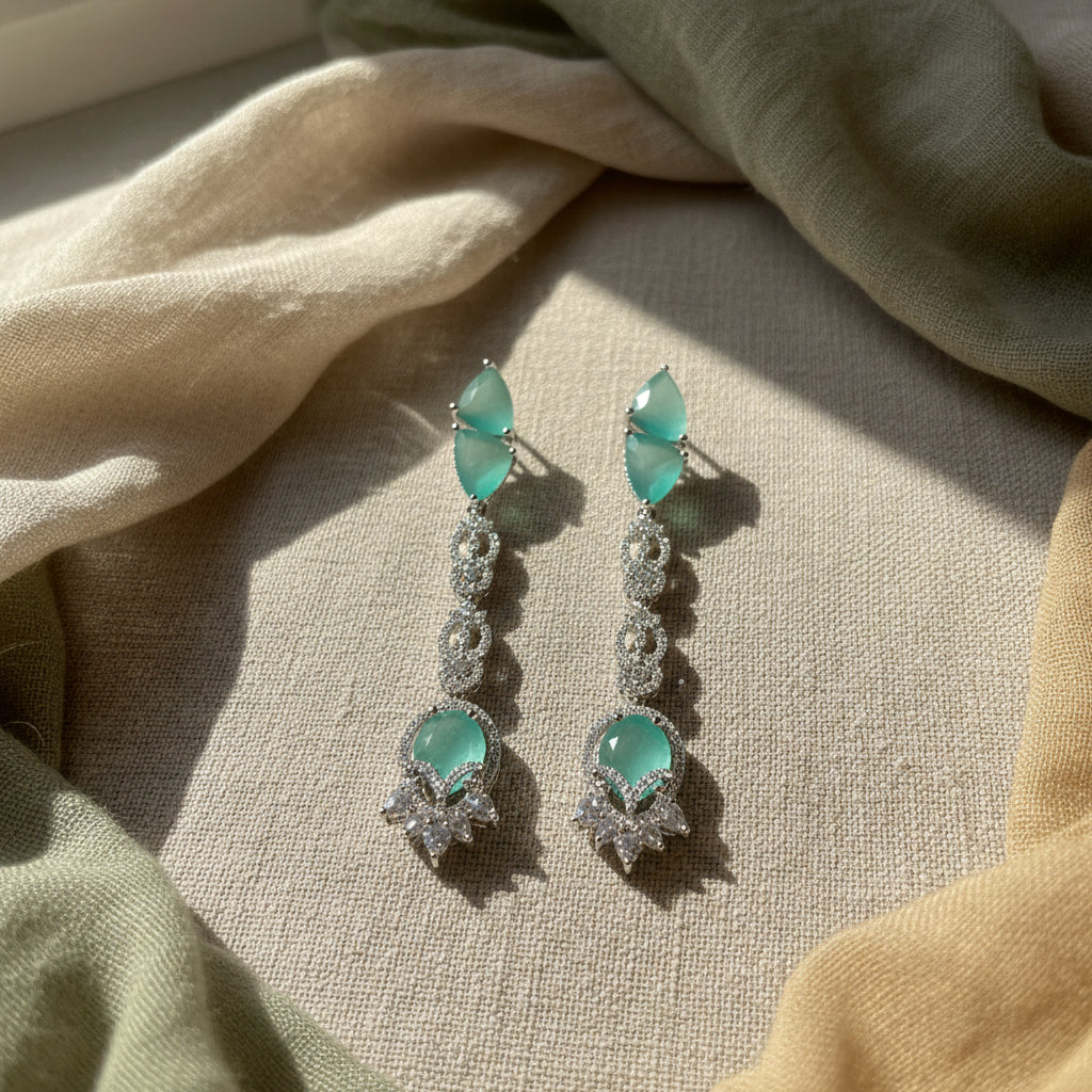 Celeste AD Earrings (Mint Green)