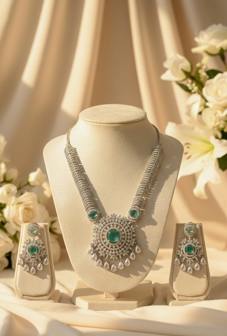 Nova Grace AD Necklace (Mint-Green)