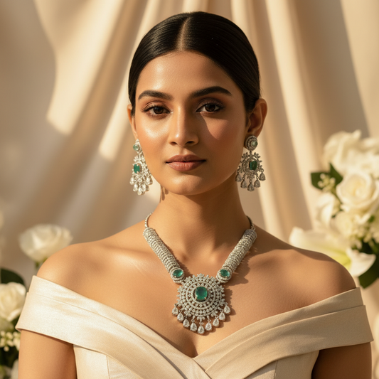 Nova Grace AD Necklace (Mint-Green)
