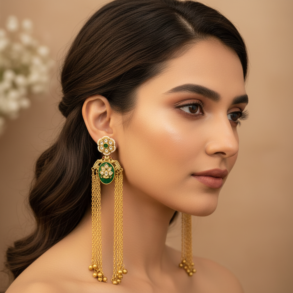 Nyra Kashmiri Earrings (Green)