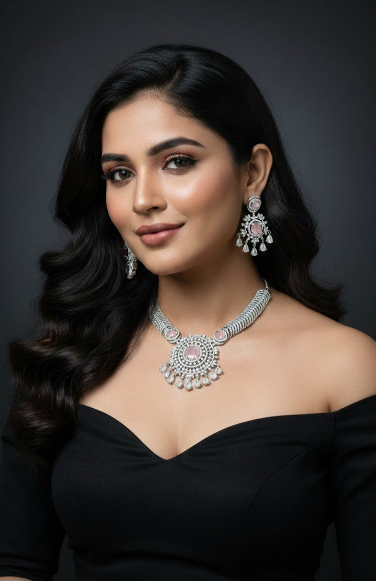 Nova Grace AD Necklace (Light-Pink)