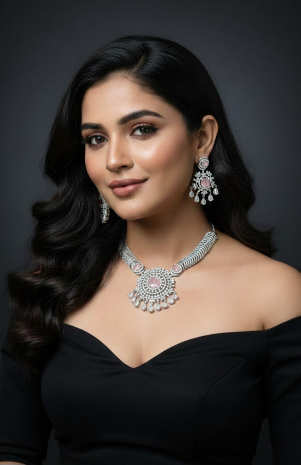 Nova Grace AD Necklace (Light-Pink)