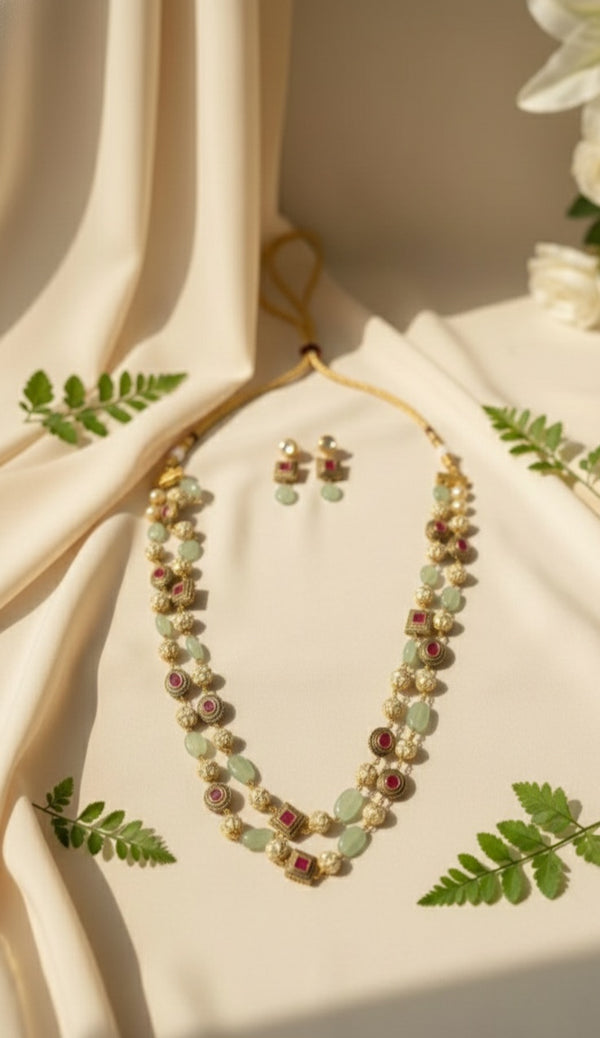 Two Tier Maharani Mala (Mint green)