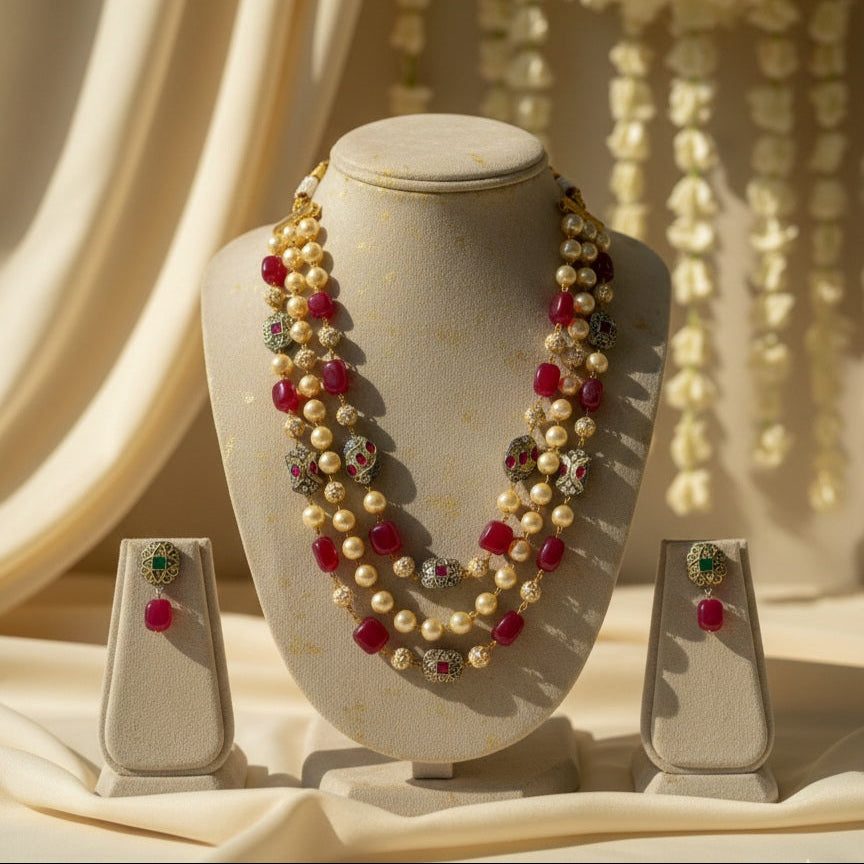 3 Tier Maharani Mala (Wine)