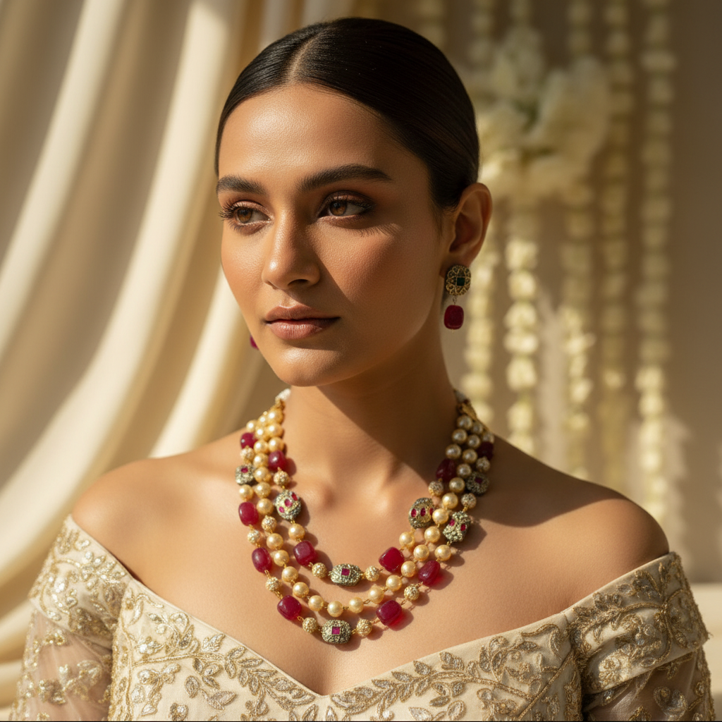 3 Tier Maharani Mala (Wine)