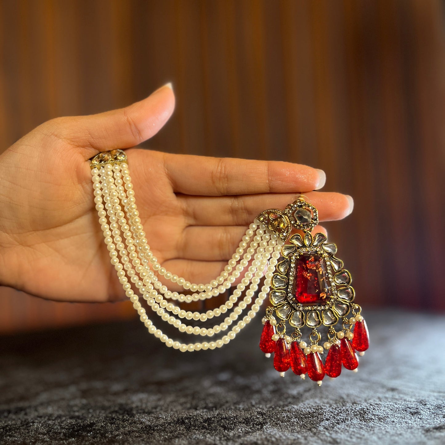 Kirnaya Chain Earrings (Red)