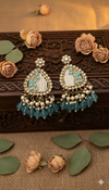 Noori Kundan Earrings (Sea Blue)