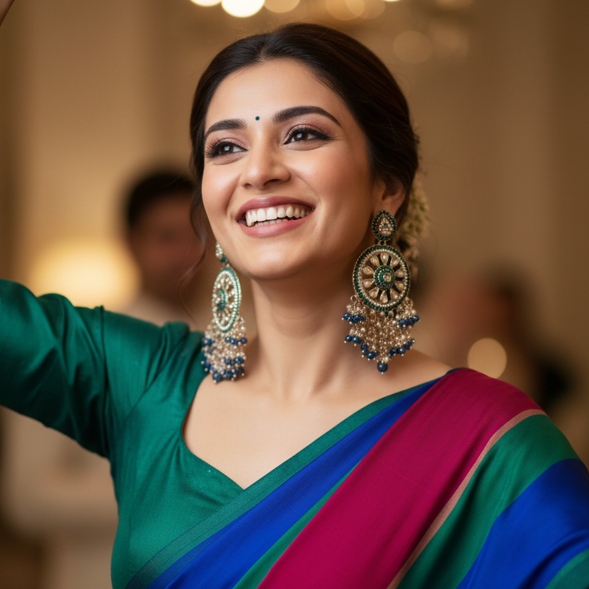 Aarohi Kundan Earrings (Royal blue)