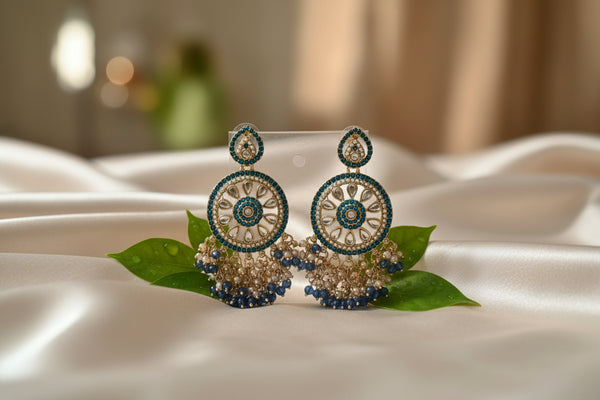 Aarohi Kundan Earrings (Royal blue)