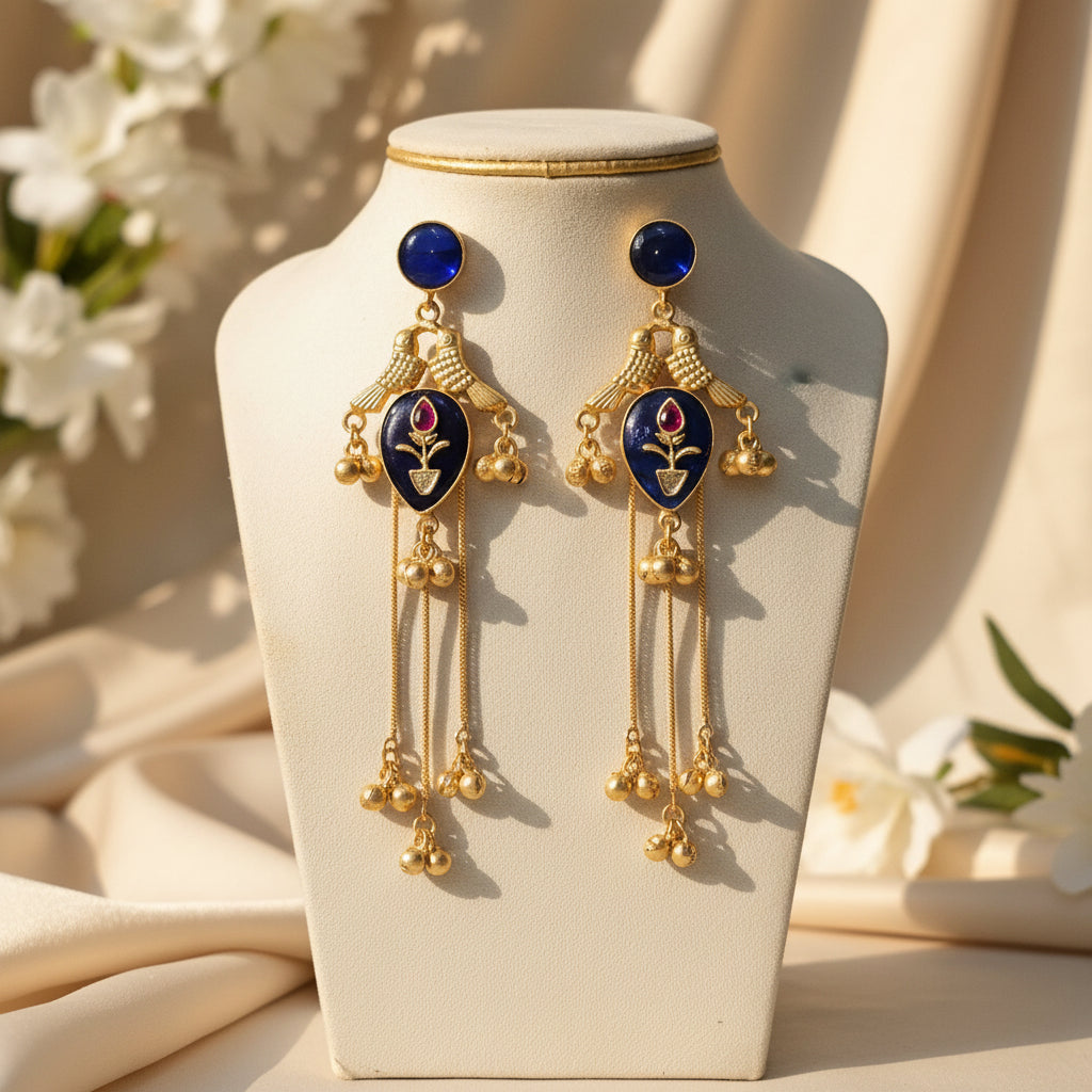 Gulnaar Kashmiri Earrings (Blue)