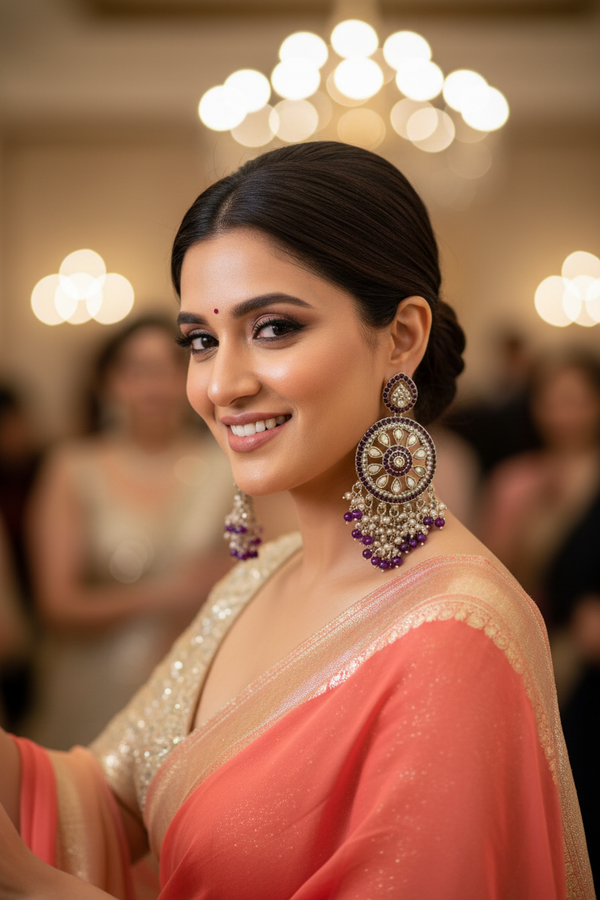 Aarohi Kundan Earrings (Purple)