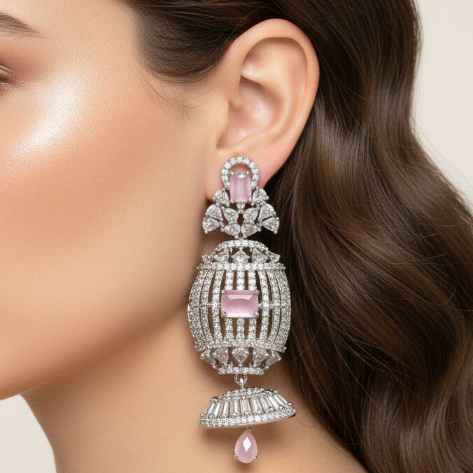 Prism AD Earrings (Pink)