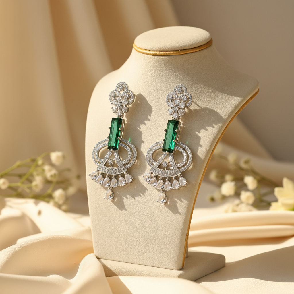 Luxe AD Earrings (Green)