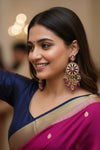 Aarohi Kundan Earrings (Rani-Pink)