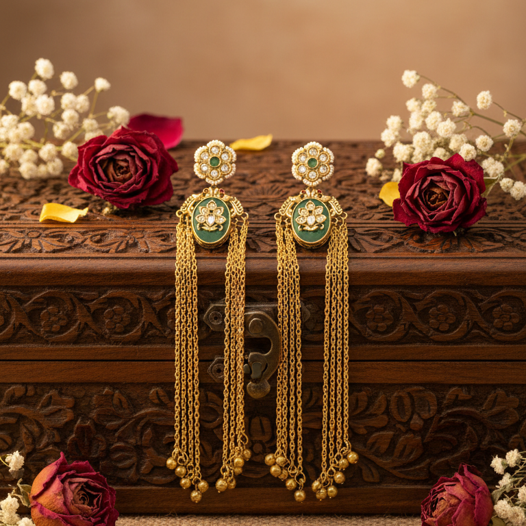 Nyra Kashmiri Earrings (Green)