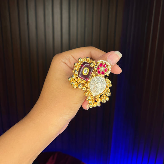 Zalak Adjustable Kashmiri Ring (Wine)