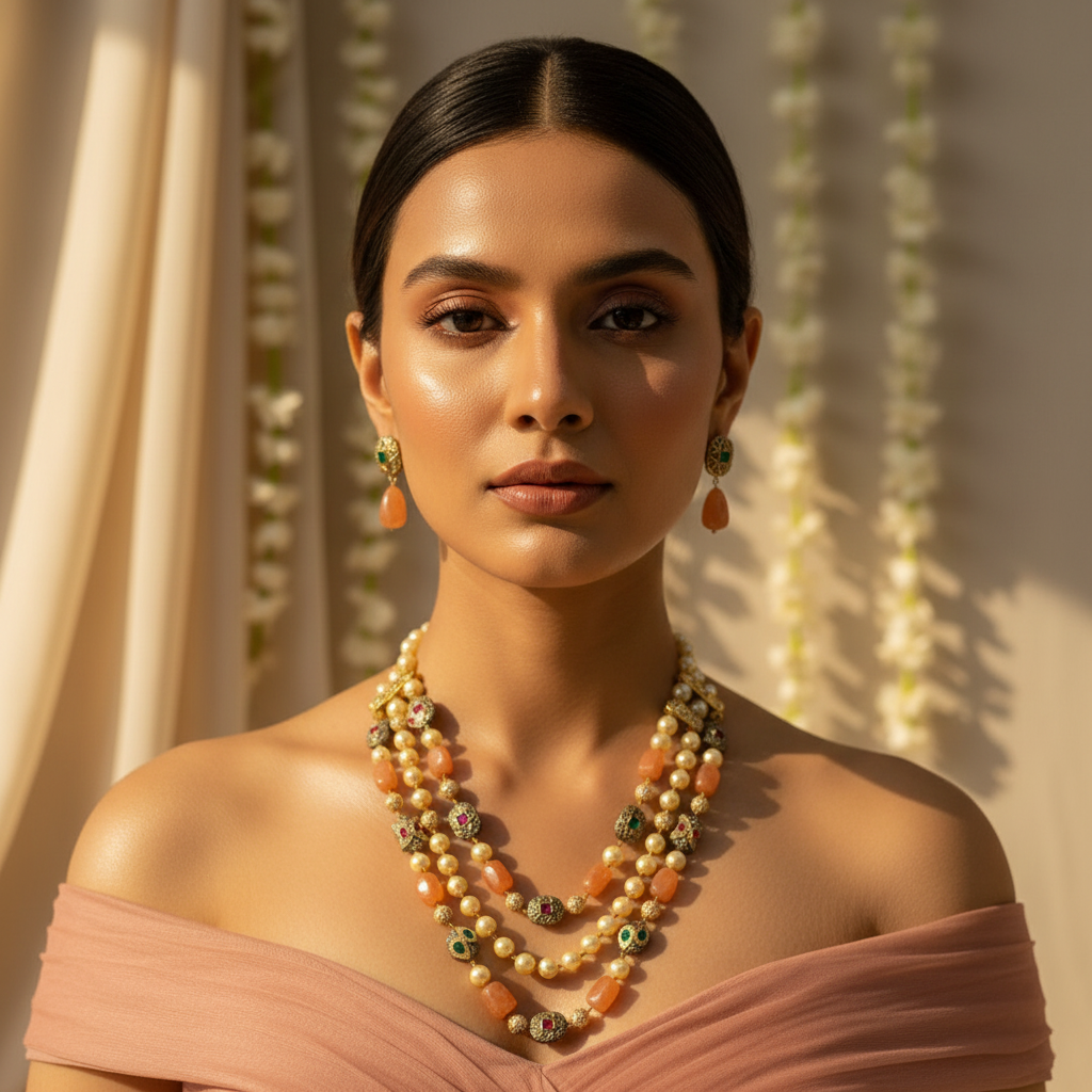 3 Tier Maharani Mala (Orange)