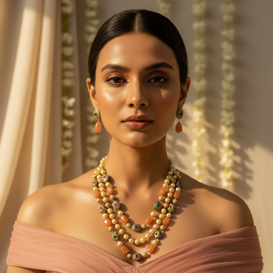 3 Tier Maharani Mala (Orange)