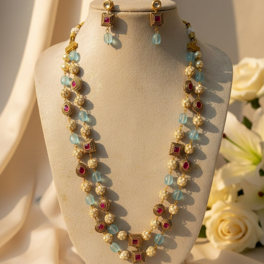 Two Tier Maharani Mala (Blue)