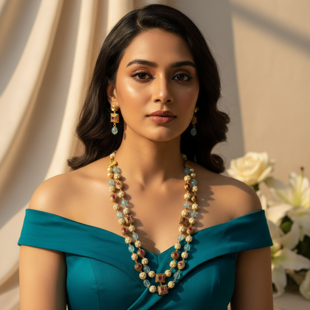 Two Tier Maharani Mala (Blue)