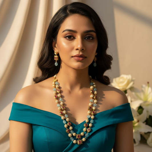 Two Tier Maharani Mala (Blue)