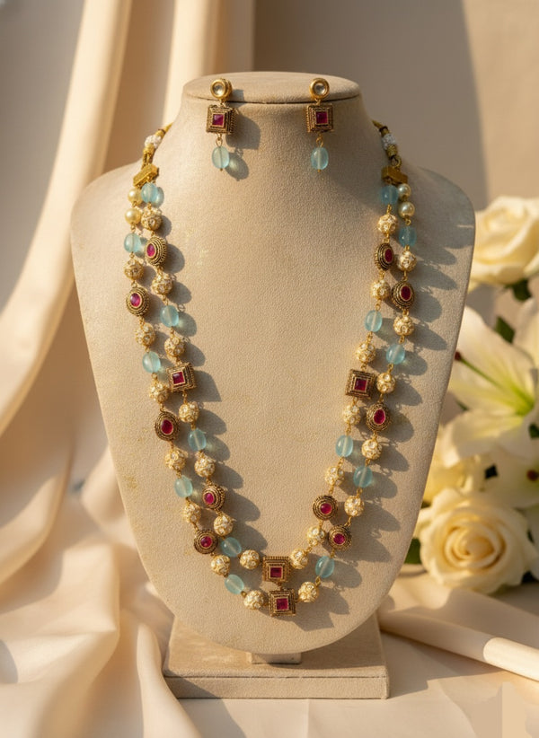 Two Tier Maharani Mala (Blue)
