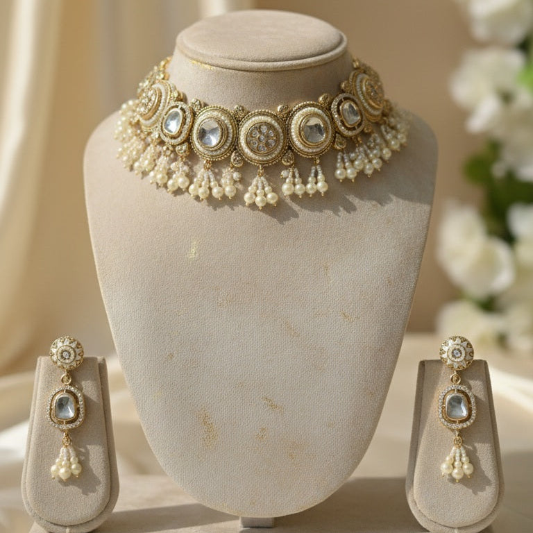 Tara Chokar Necklace (White)