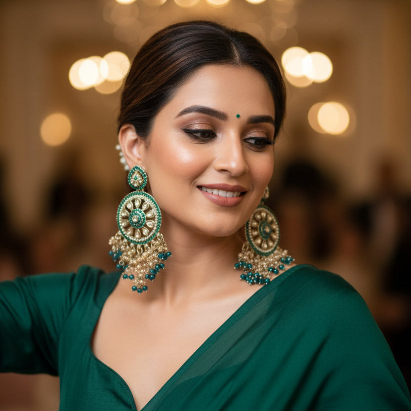 Aarohi Kundan Earrings (Blue)