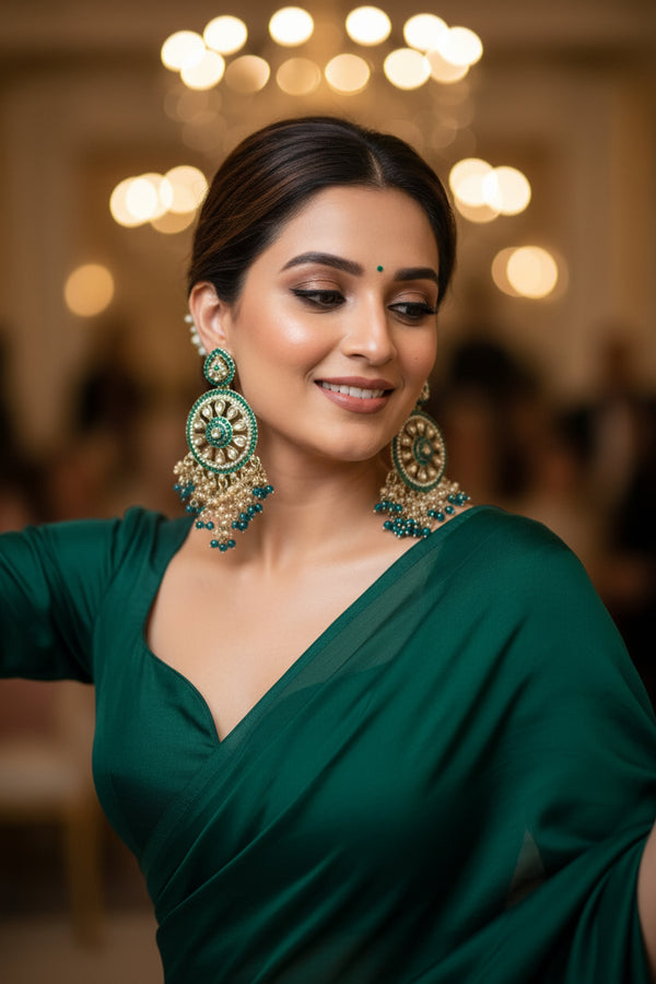 Aarohi Kundan Earrings (Blue)