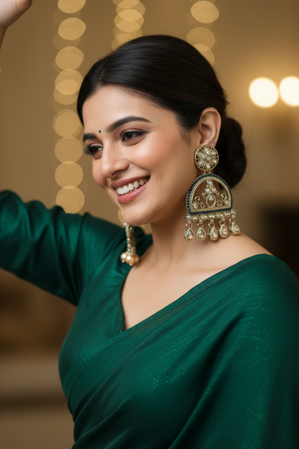 Mahi Kundan Earrings (Green)