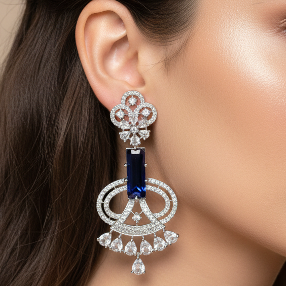 Luxe AD Earrings (Blue)