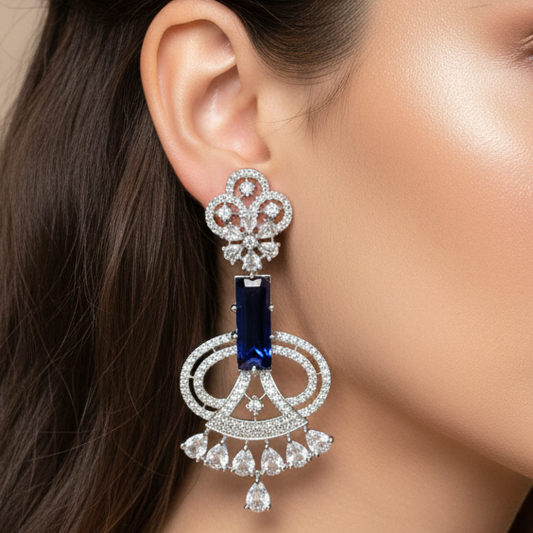 Luxe AD Earrings (Blue)