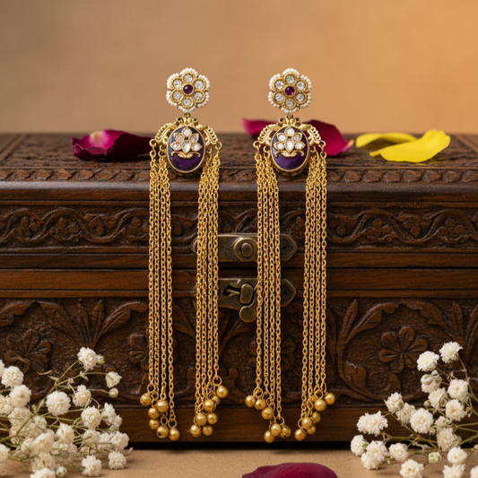 Nyra Kashmiri Earrings (Purple)